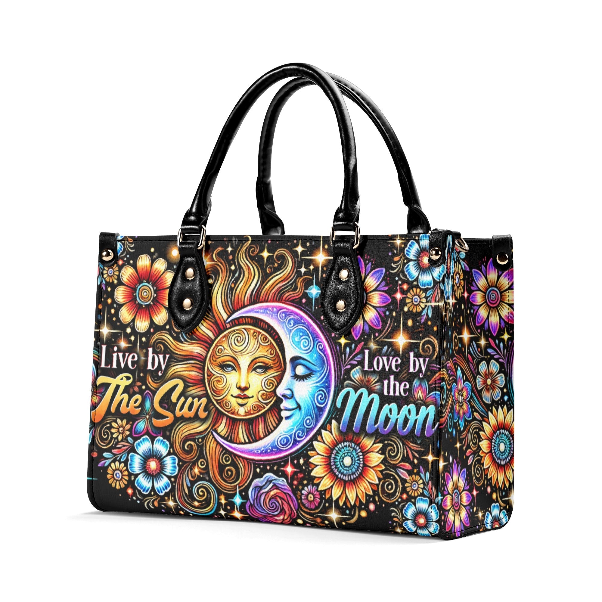 Live by the Sun Love by the Moon Celestial Floral Inspirational Hippie Leather Bag _4_ 9EPwn