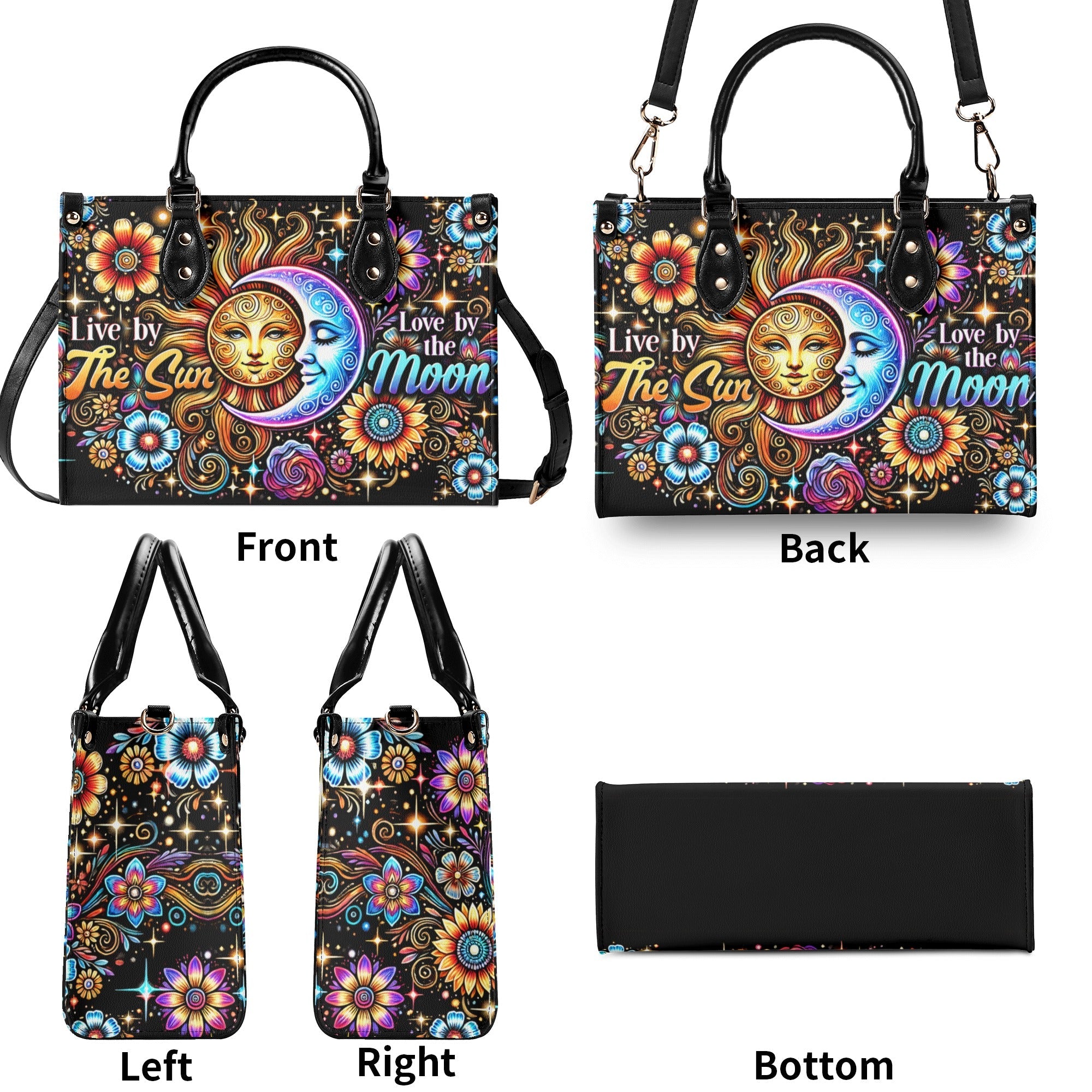 Live by the Sun Love by the Moon Celestial Floral Inspirational Hippie Leather Bag _5_ CGM3M