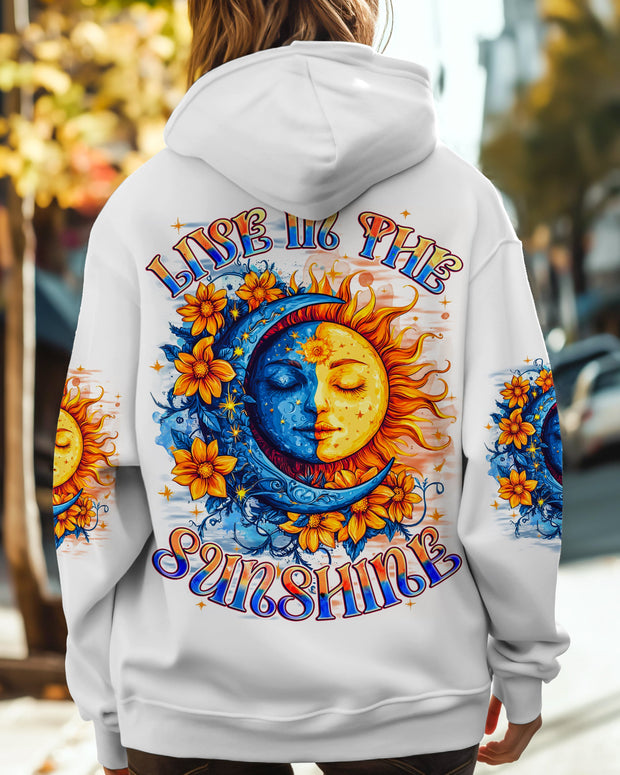 Live in the Sunshine -  Sun and Moon Floral Graphic - AOP Shirts