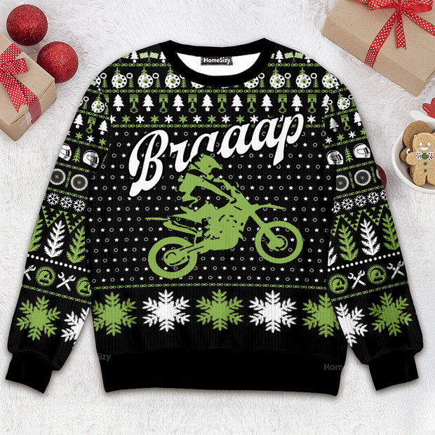 3D Braaap Moto - Christmas Gift For Adults - Ugly Christmas Sweater QT309080
