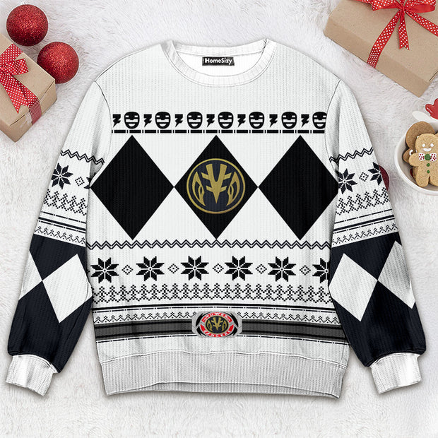 Mighty Morphin White Power Rangers Christmas Ugly Sweater QT210615Hj