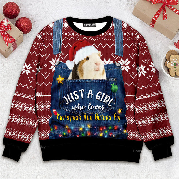 Just A Girl Who Loves Christmas And Guinea Pig - 3D Ugly Christmas Sweater QT309430