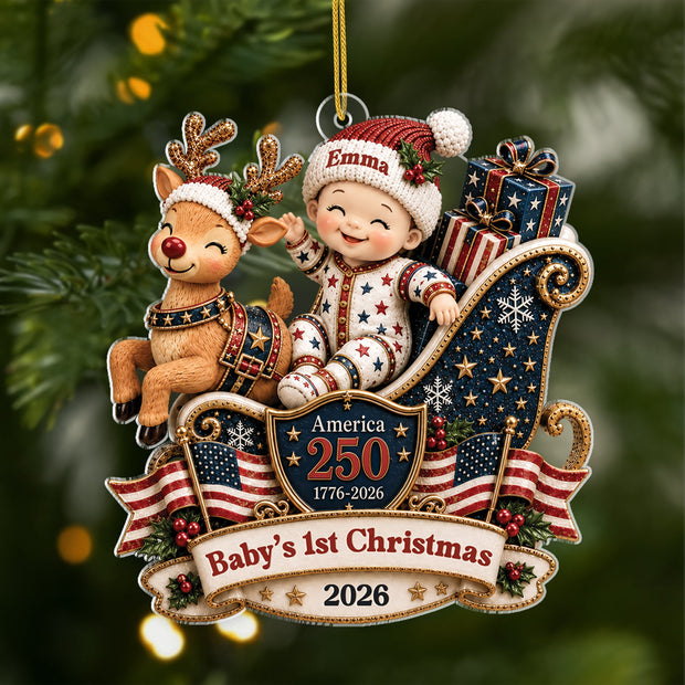 America 250 Baby's 1st Christmas Acrylic Ornament - Personalized Acrylic Ornament -  Christmas Gifts For Baby