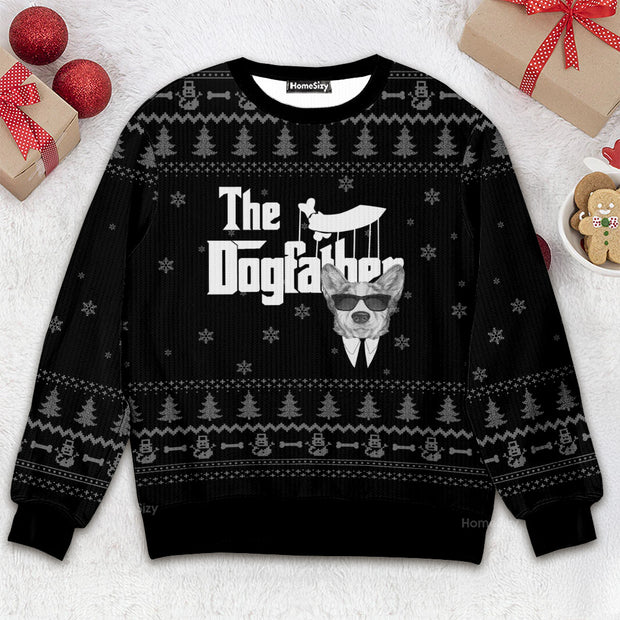 The DogFather Corgi Black - Christmas Gift For Dog Lover - 3D Ugly Christmas Sweater QT309766