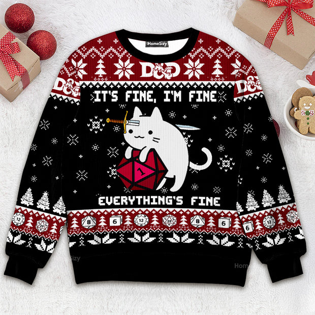 It's Fine I'm Fine Everything's Fine - Christmas Gift For Adults - 3D Ugly Christmas Sweater QT309658