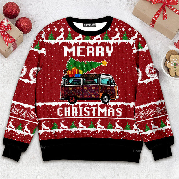 Hippie Car Merry Christmas - Christmas Gift For Car Lovers - 3D Ugly Christmas Sweater QT309480