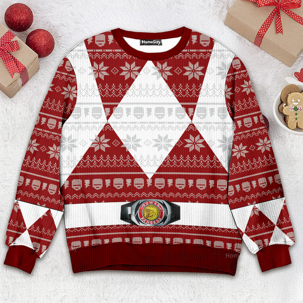 3D Mighty Morphin Red Power Ranger Ugly Sweater Best Gift For Christmas Xmas QT211638Hj