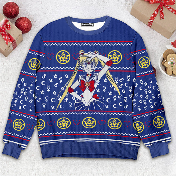 Adult Sailor Moon Fair Isle Ugly Christmas Sweater QT210747