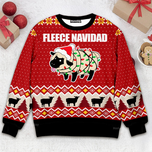 Fleece Navidad Christmas Red - Christmas Gift For Adults - 3D Ugly Christmas Sweater QT309467