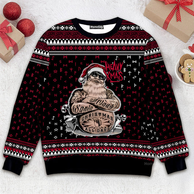 Tattoo Santa Funny Merry Christmas - Christmas Gift For Adults - 3D Ugly Christmas Sweater QT309470