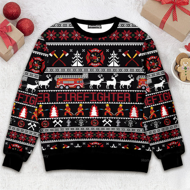 3D Firefighter - Christmas Gift For Fireman - Ugly Christmas Sweater QT309049