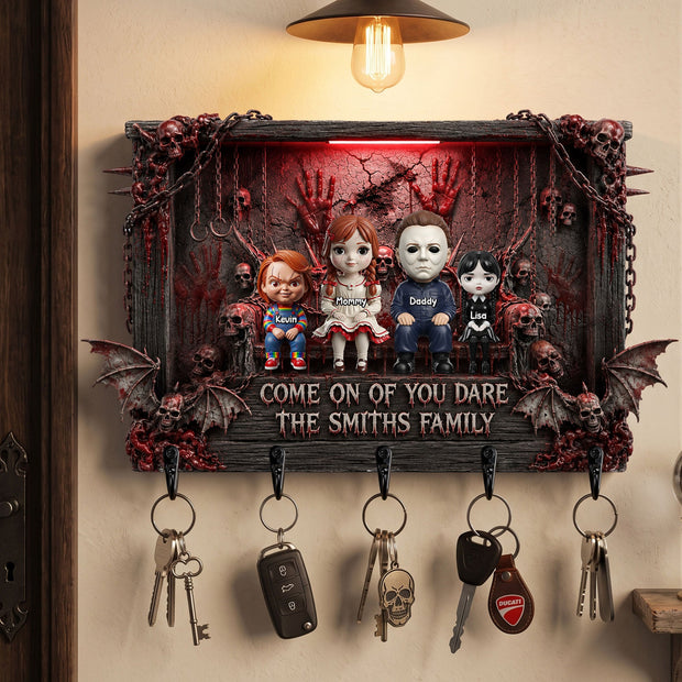 Scary Family - Personalized Key Hanging Rack - Halloween Gift For Family
