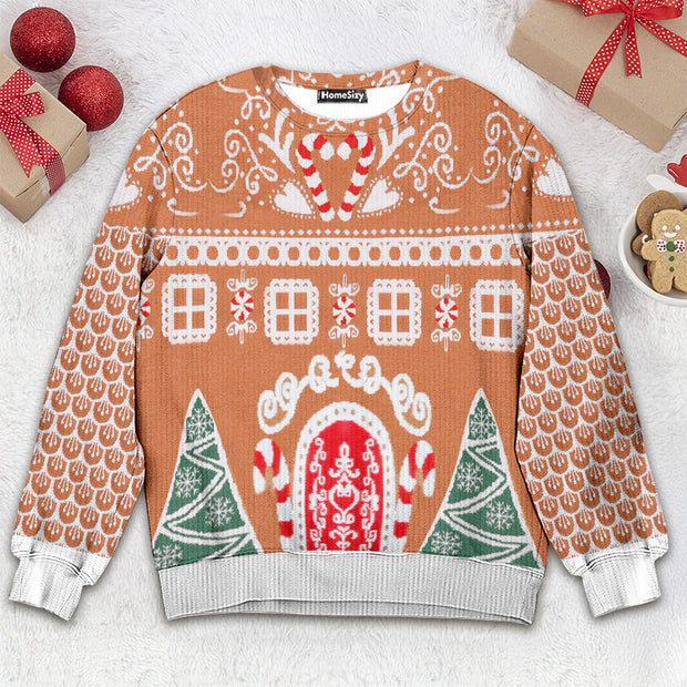 Gingerbread House Ugly Christmas Sweater for Adults