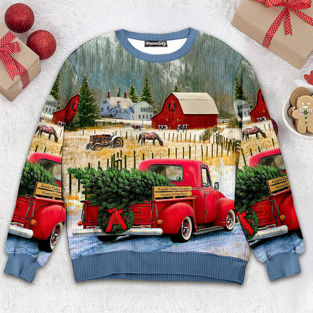 Red Truck Farm - Christmas Gift For Adults - Ugly Christmas Sweater QT309122