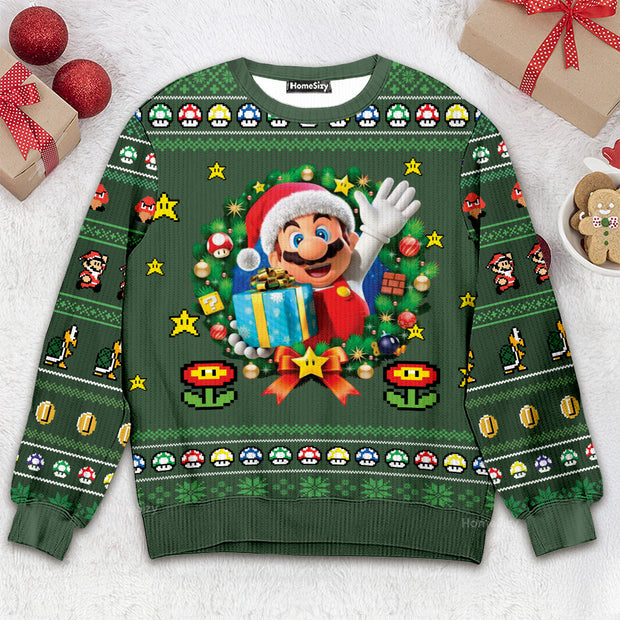 Santa Mrio Christmas Xmas Ugly Sweater QT211313Hj