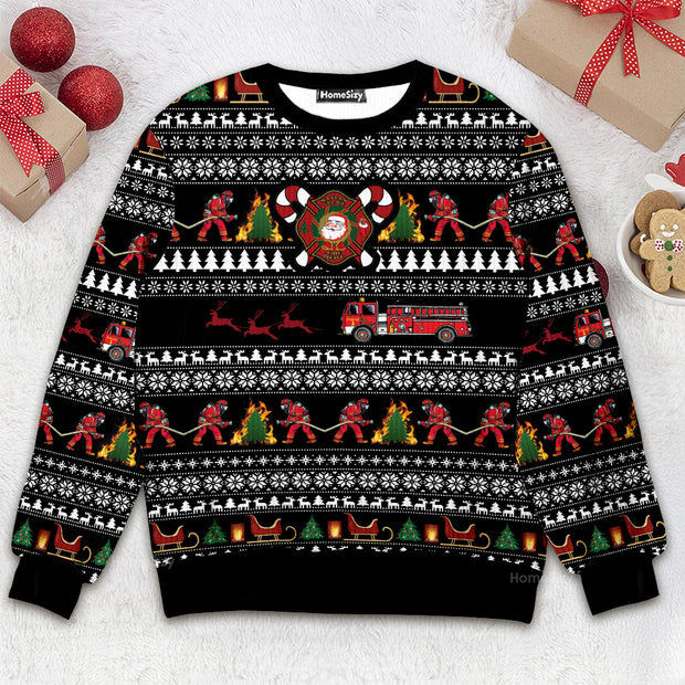 3D Santa Village Firefighter Ugly Sweater Best Gift For Christmas Xmas Christmas Apparel QT211679Hj