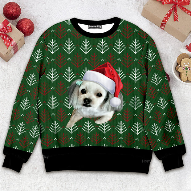 Photo Insert Funny Dog In Green - Personalized 3D Ugly Christmas Sweater QT309492