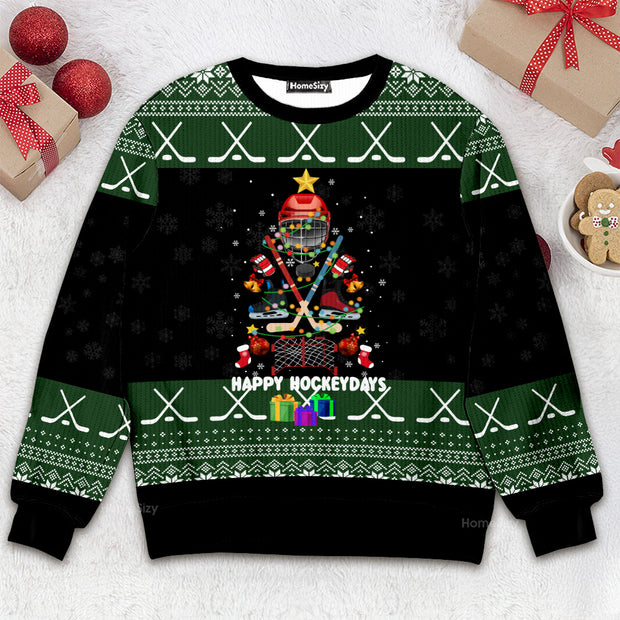 Christmas Tree Happy Hockey Days - 3D Ugly Christmas Sweater QT312009