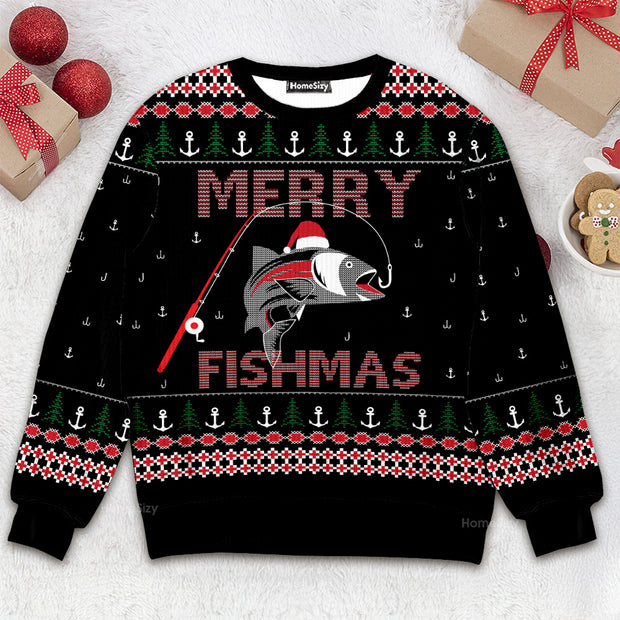 Merry Fishmas - Christmas Gift For Adults - 3D Ugly Christmas Sweater QT309136
