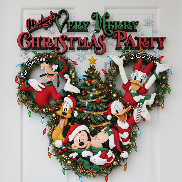 Very Merry Christmas Party - Personalized Mouse Custom Shaped Wood Sign | CT01