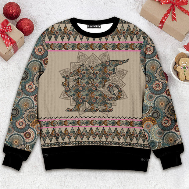 Dragon Mandala - Christmas Gift For Adults - 3D Ugly Christmas Sweater QT309788