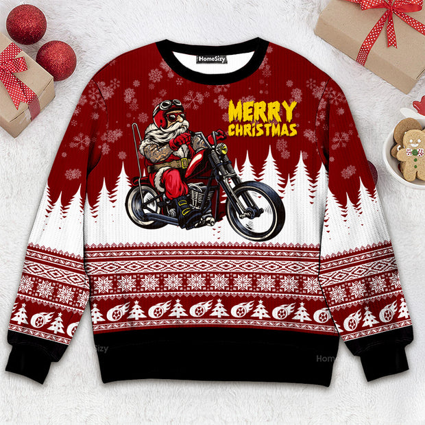 Santa Riding Motorbike To Holiday - 3D Ugly Christmas Sweater QT312003