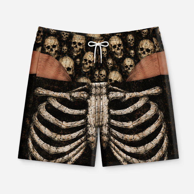 Fun Skeleton Design Outfit - Personalized Beach Short - Halloween Gift For Him