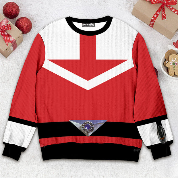 3D Red Power Rangers Time Force - Cosplay Costume Ugly Sweater QT309007