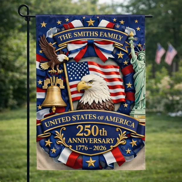 Patriotic America 250th Anniversary - Personalized Flag - 250th Anniversary Gift