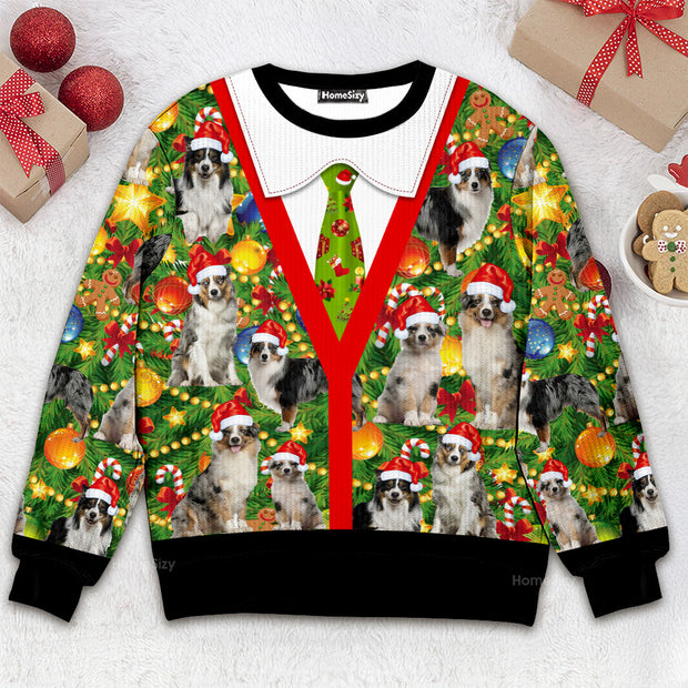 Australian Shepherd Xmas Pine - Christmas Gift For Dog Lovers - 3D Ugly Christmas Sweater QT309784