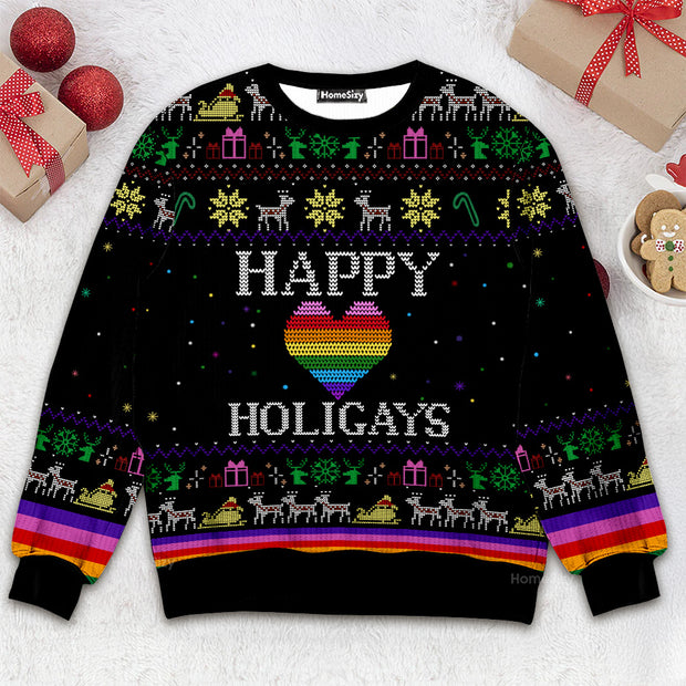 Happy Holigays LGBT - Christmas Gift For Adults - Ugly Christmas Sweater QT309339
