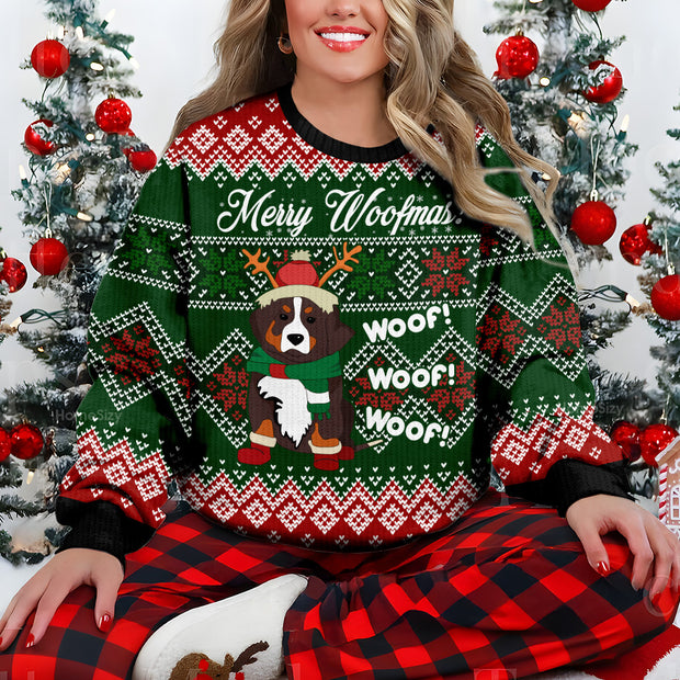 Bernese Mountain Dog Woofmas - Christmas Gift For Dog Lovers - 3D Ugly Christmas Sweater QT309608