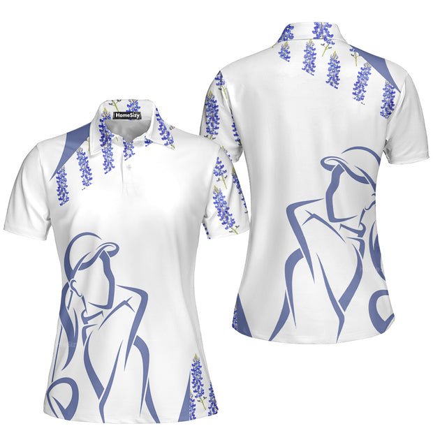 Bluebonnet Women Golfer Short Sleeve Women Polo Shirt, Unique Female Golf Gift QT208508Lc