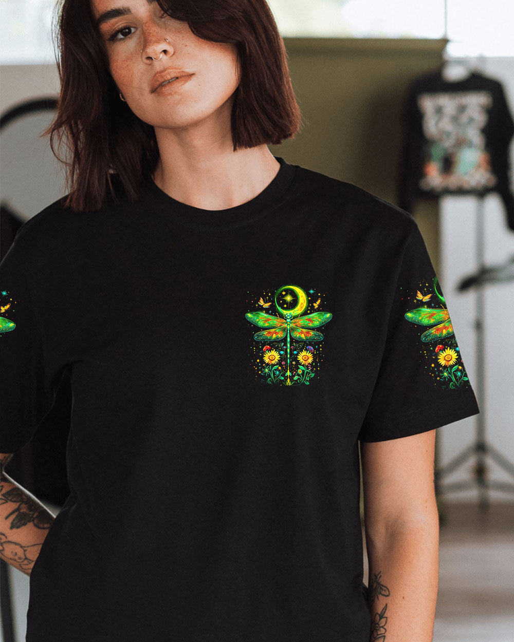 Magic Is All Around You Just Have to Believe Dragonfly and Moon Celestial Graphic AOP Shirts _13_ pMLLB