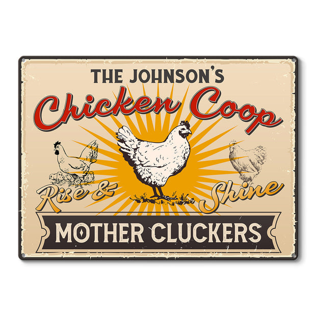 Chicken Coop Rise And Shine - Personalized Metal Sign - Gift For Chicken Owners