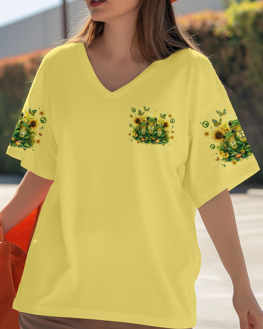Make Memories with the Right People Cute Peaceful Frogs and Sunflowers AOP Shirts _4_ YGkyY