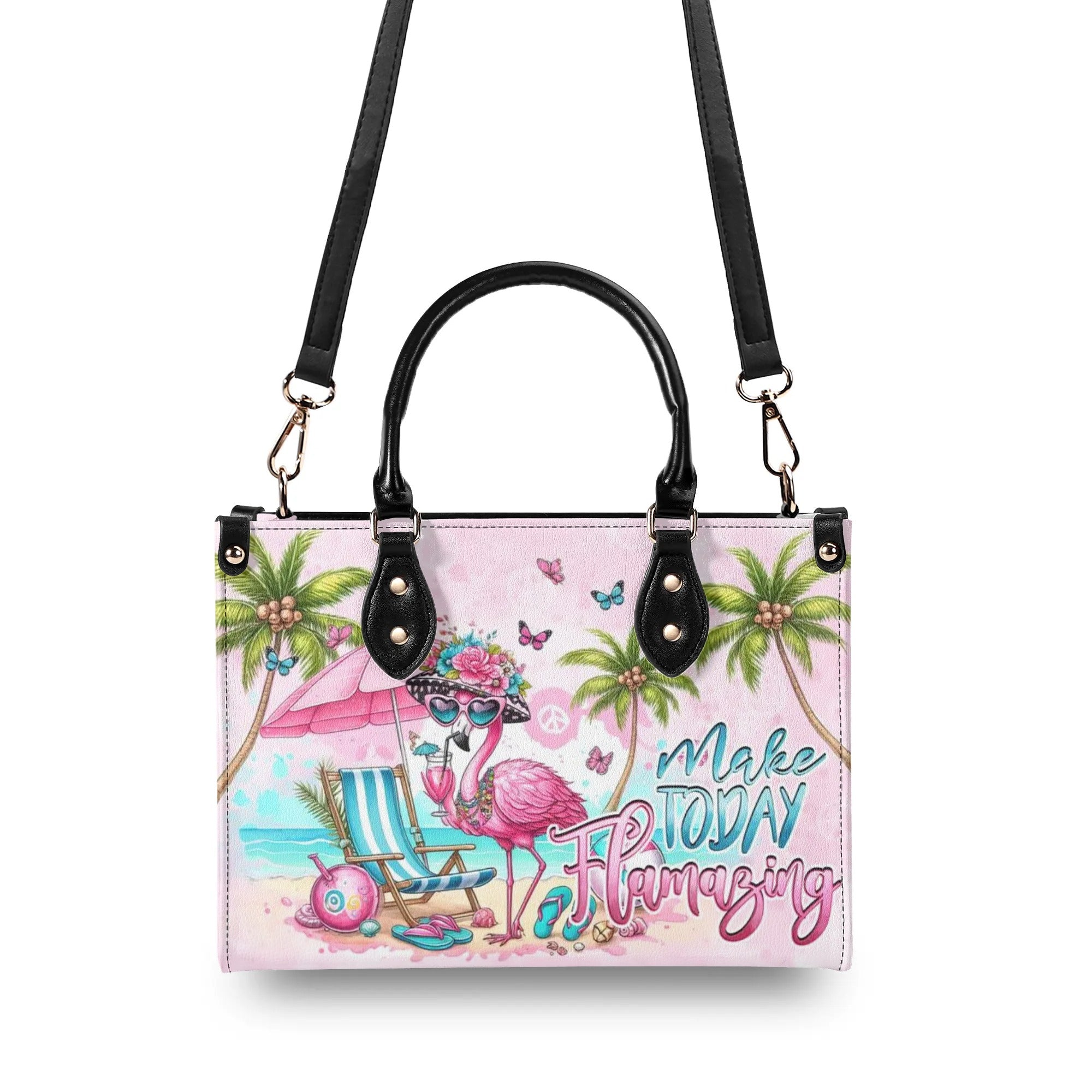 Make Today Flamazing Pink Flamingo SummerBeach Leather Bag for Women _2_ Q37u4