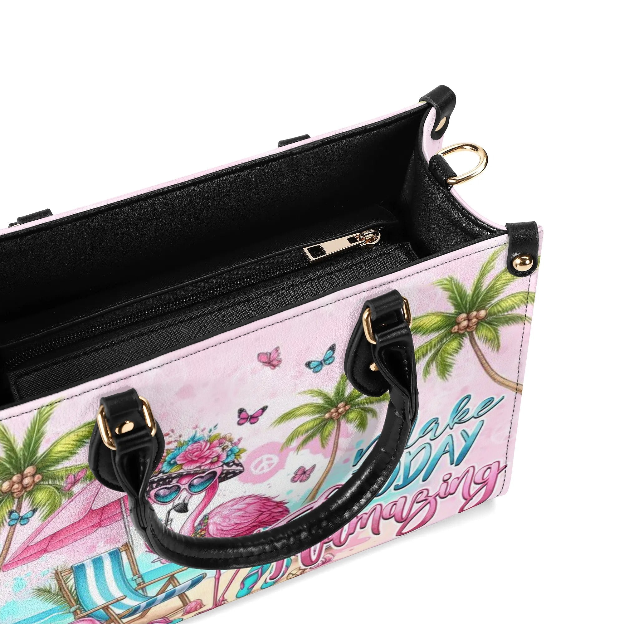 Make Today Flamazing Pink Flamingo SummerBeach Leather Bag for Women _7_ Z77PJ