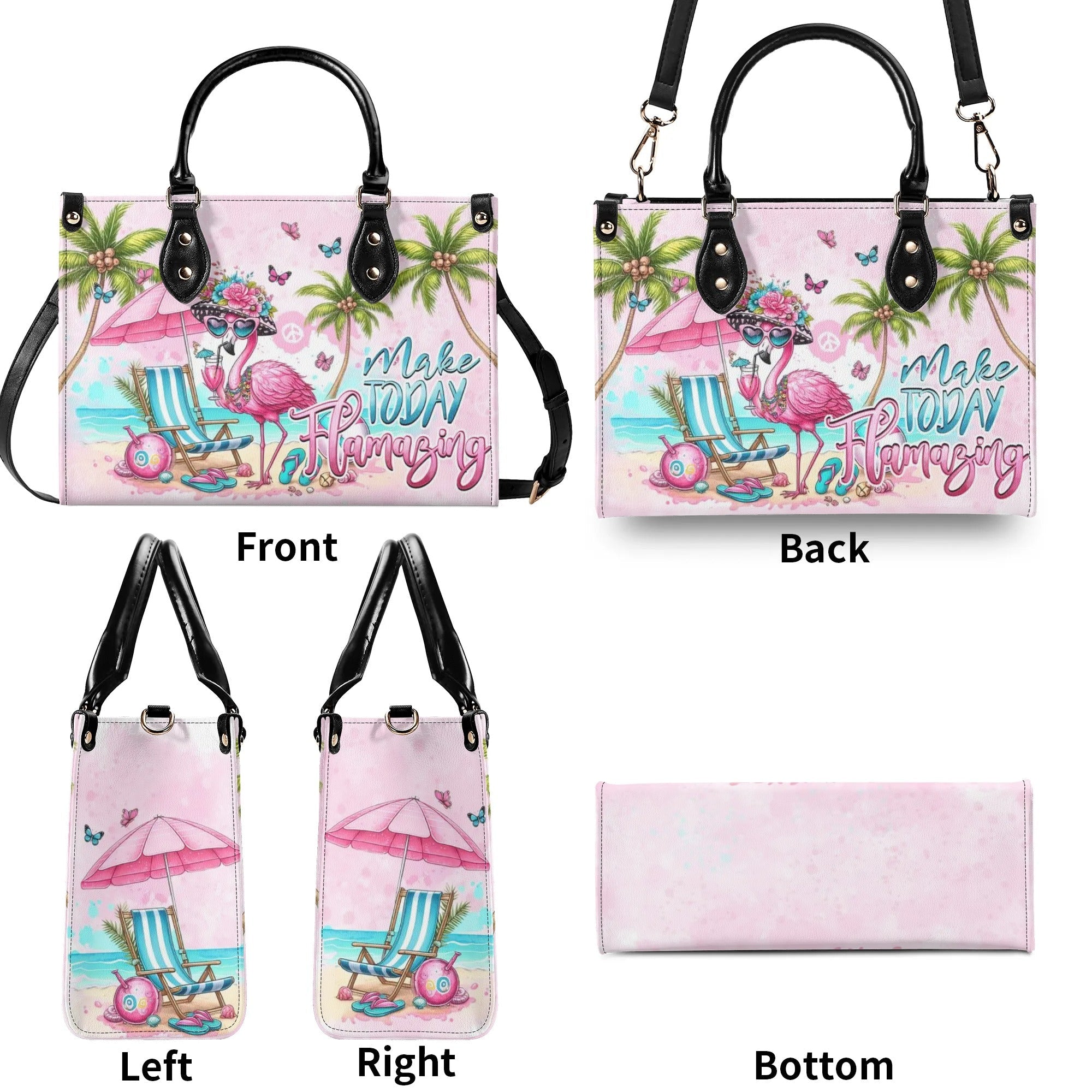 Make Today Flamazing Pink Flamingo SummerBeach Leather Bag for Women _9_ CgAQC