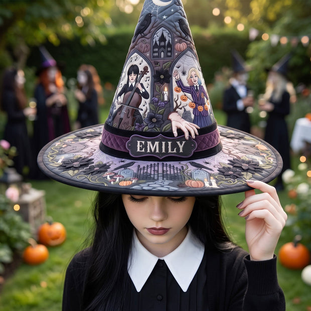 Mystery Spooky World - Personalized Quilt Witch Hat - Halloween Gift For Her