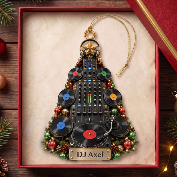 DJ Turntable Christmas Ornament - Personalized Acrylic Ornament - Gifts For Music Lovers