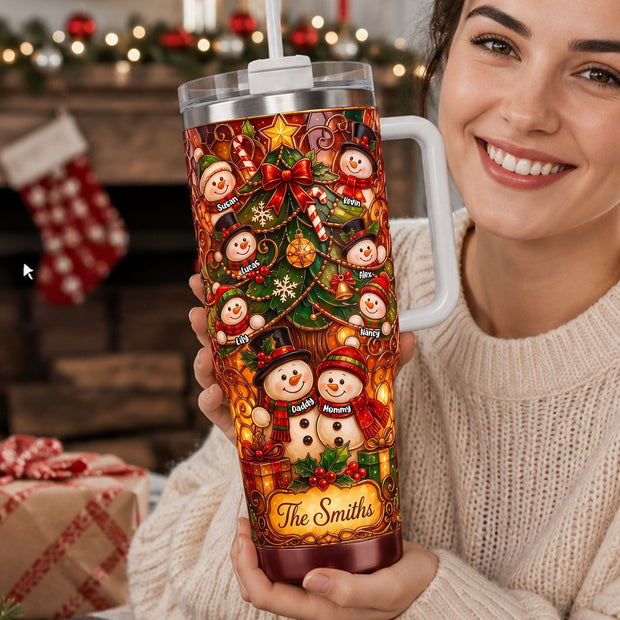 Snowman Family - Personalized Tumbler - Chrismas Gift For Family