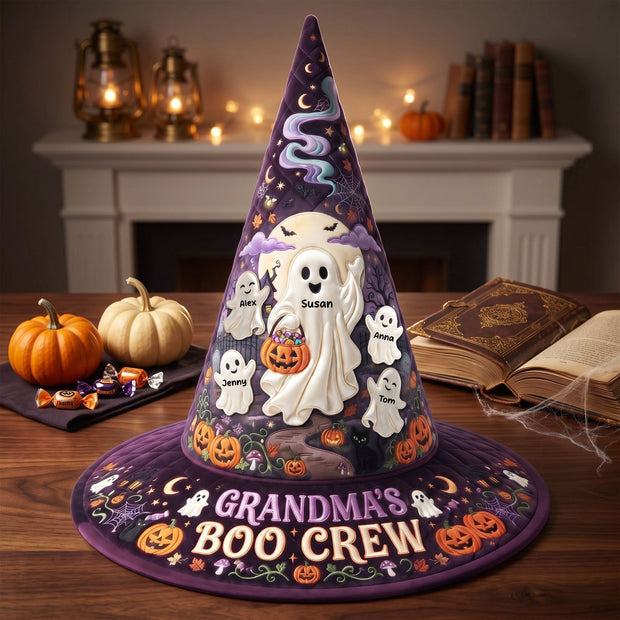 Mama's Boo Crew - Personalized Quilt Witch Hat - Halloween Gift For Her