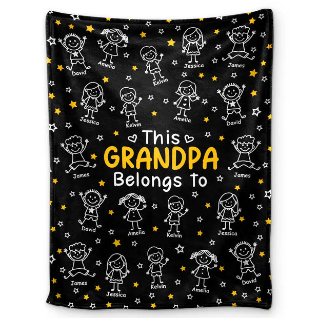 This Grandpa Grandma Belongs To Kids Pet - Personalized Fleece Blanket, Sherpa Blanket