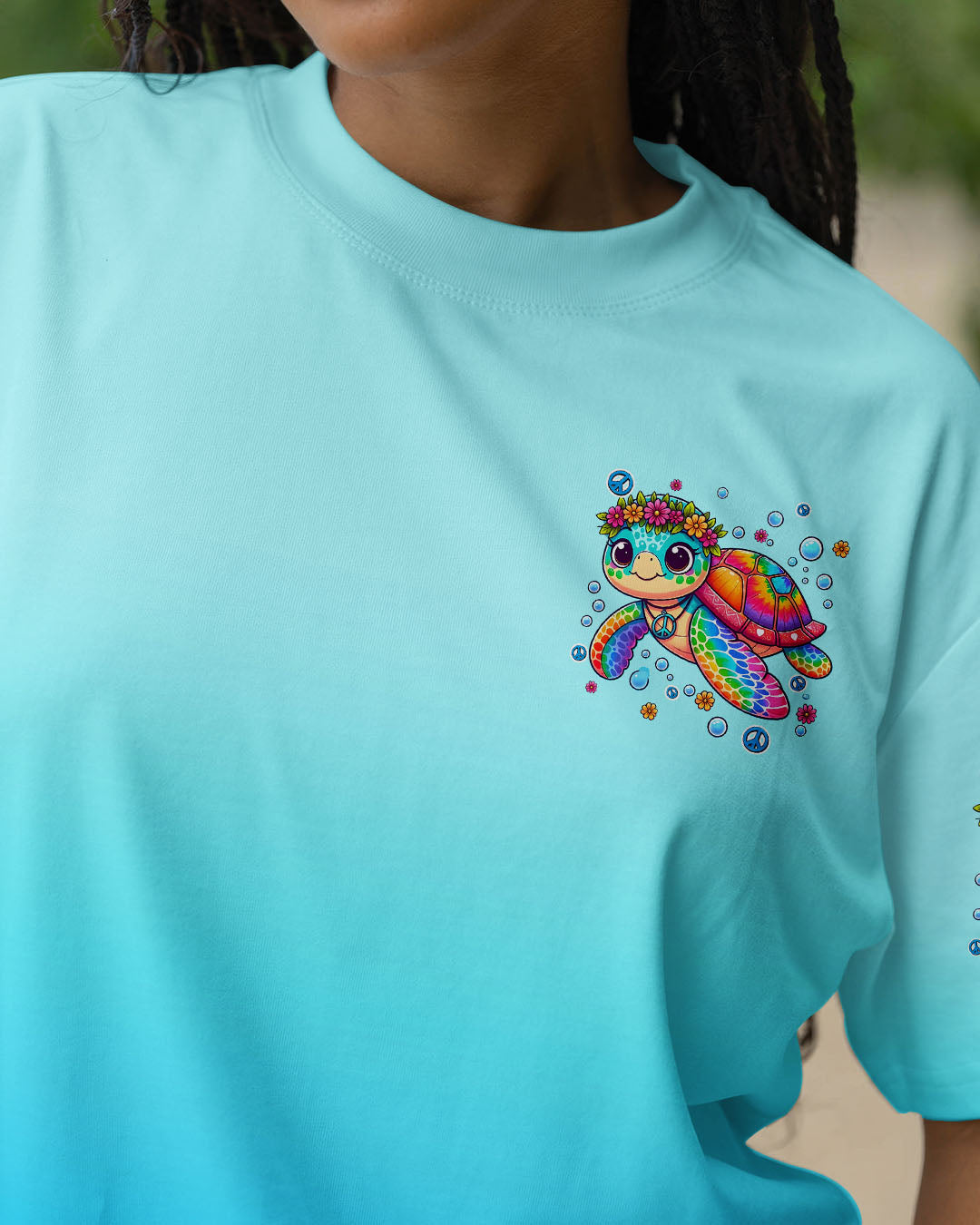 Not All Who Wander Are Lost Cute Turtle Rainbow _26 Peace Sign Hippie Design AOP Shirts _13_ zMveg