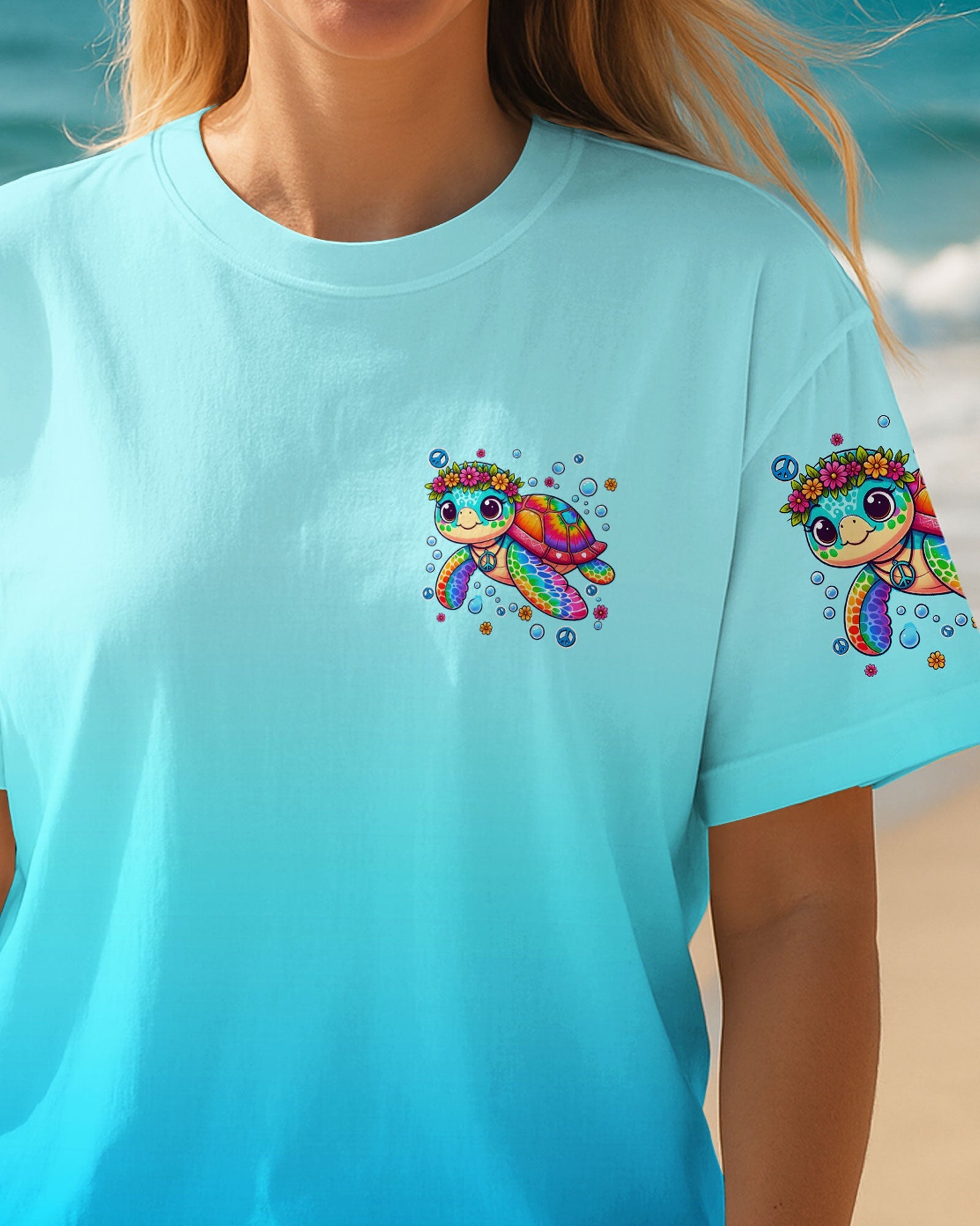 Not All Who Wander Are Lost Cute Turtle Rainbow _26 Peace Sign Hippie Design AOP Shirts _15_ Ab6Xv
