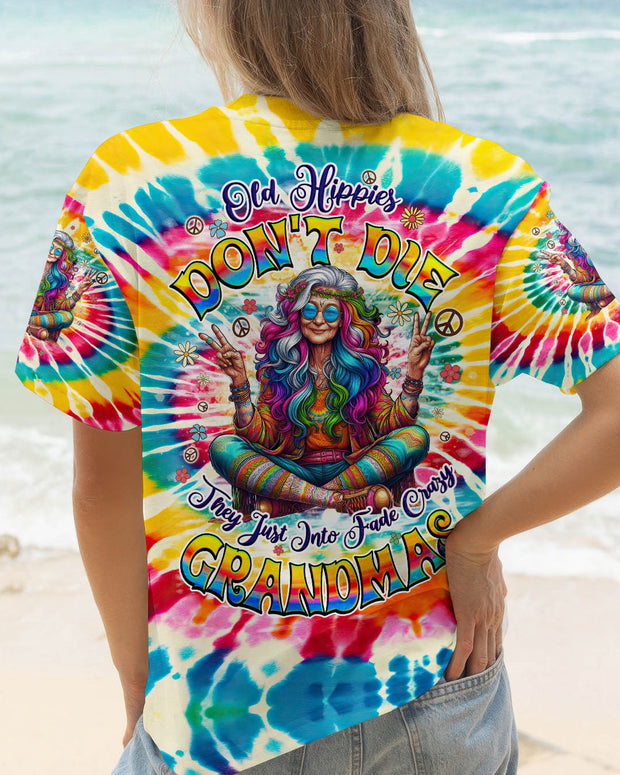 Old Hippies Don?t Die Tie Dye - Colorful  Funny Grandma Hippie - AOP Shirts