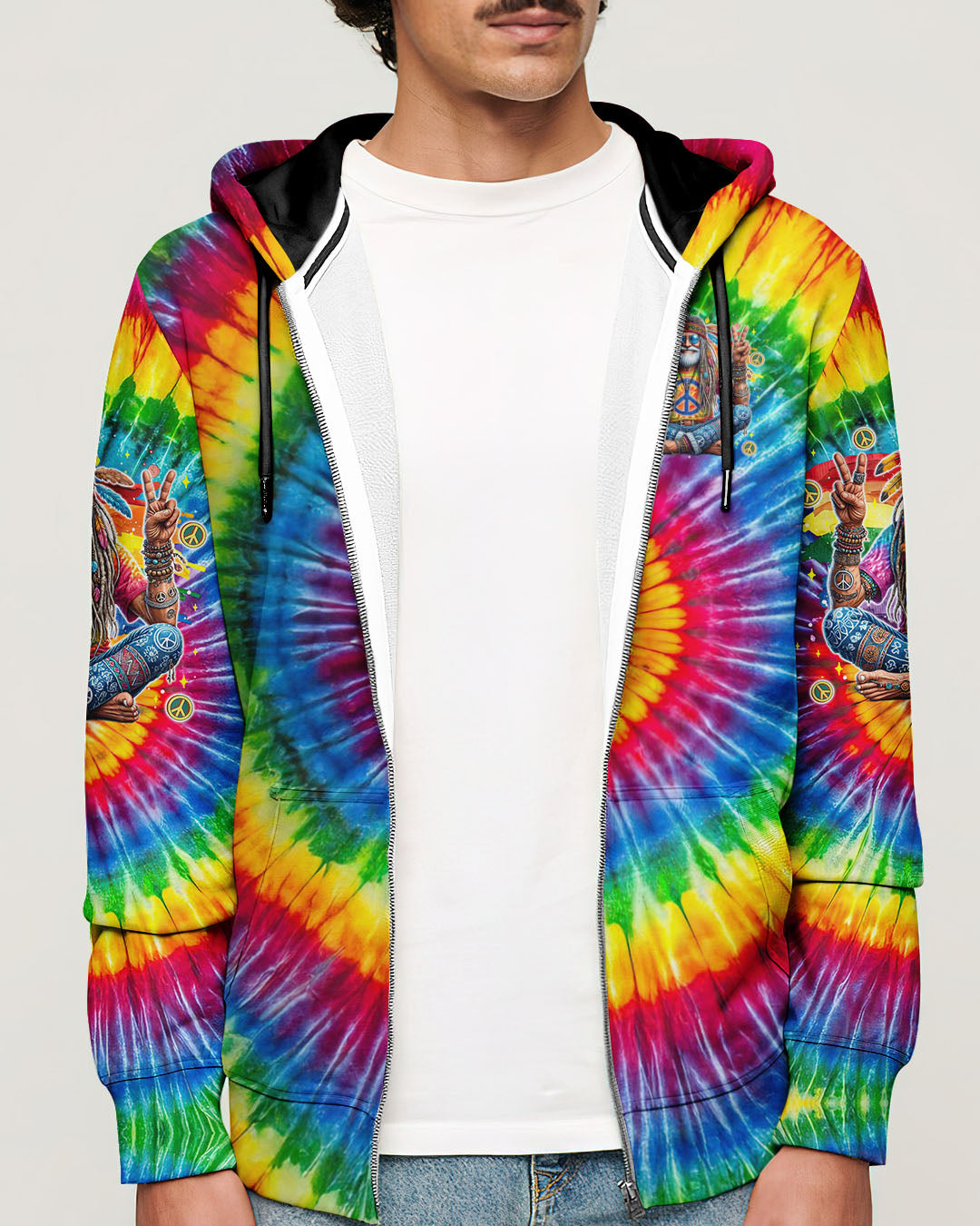 Old Hippies Dont Die Crazy Grandparents Funny Tie Dye Hippie Peace Sign AOP Shirts _4_ pUQMF