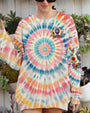 Old Hippies Dont Die The Laughter Tie Dye Retro Peace and Flowers AOP Shirts _8_ cKZSn