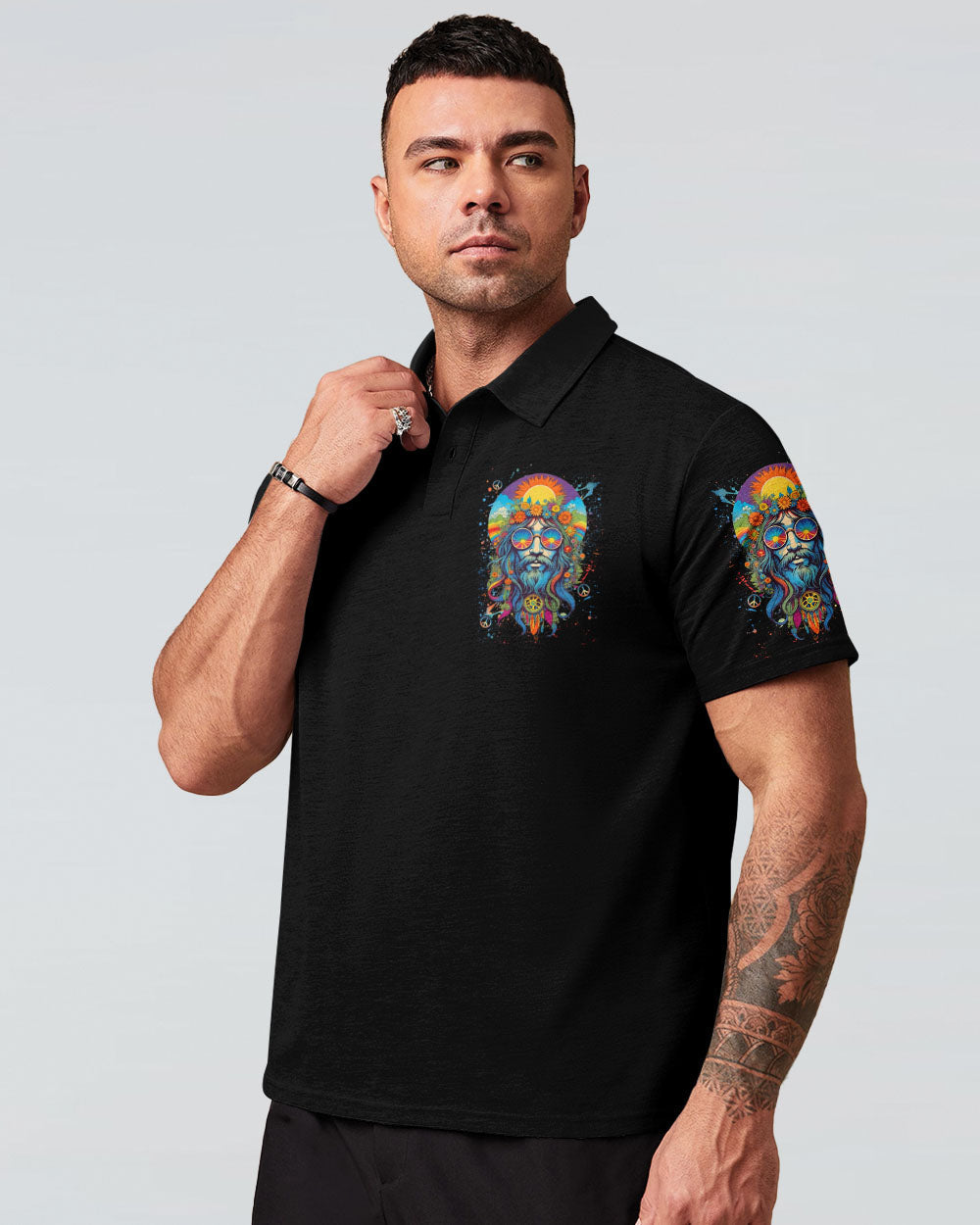 Old Hippies Into Crazy Grandparents Funny Hippie Grandpa Peace Sign Graphic AOP Shirts _17_ lelgb